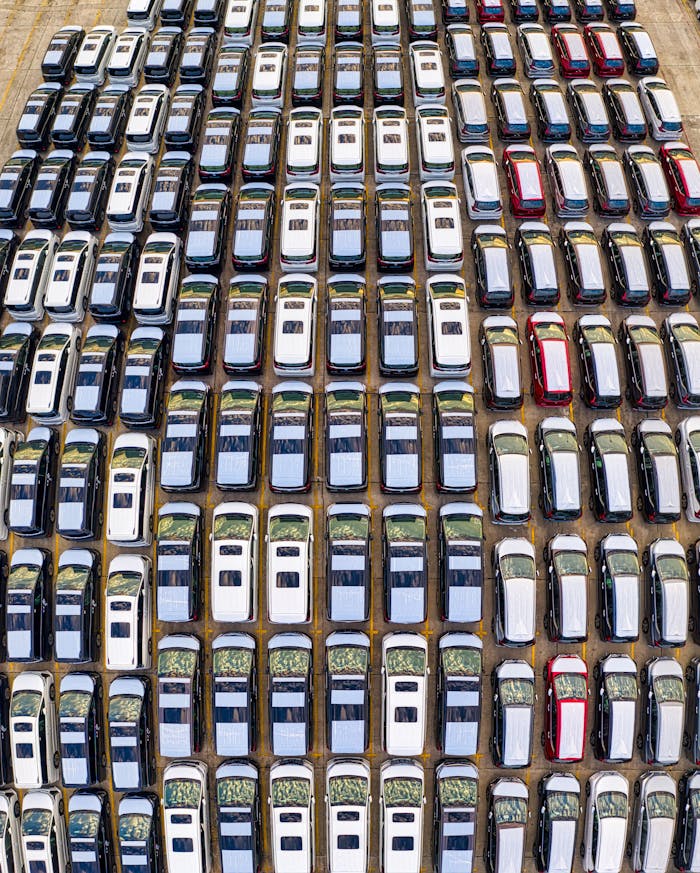 Drone Shot of Parked Cars